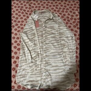 Women’s Cream Patterned button down dress